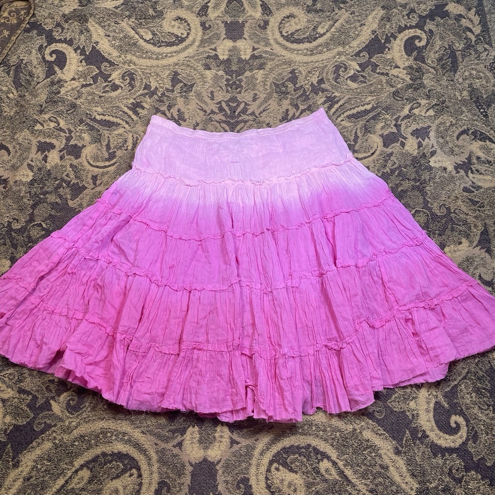 Vtg 90s Fusion pink ombre tiered peasant skirt Womens Size Medium